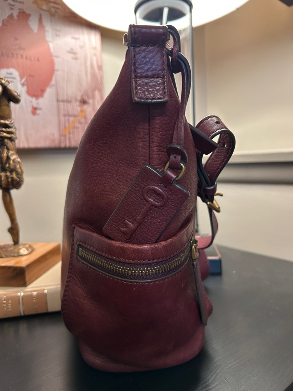 *TWO* FOSSIL Leather Shoulder/Crossbody Bags, Black (ZB6457) & Burgundy (ZB6642) - Picture 6 of 16